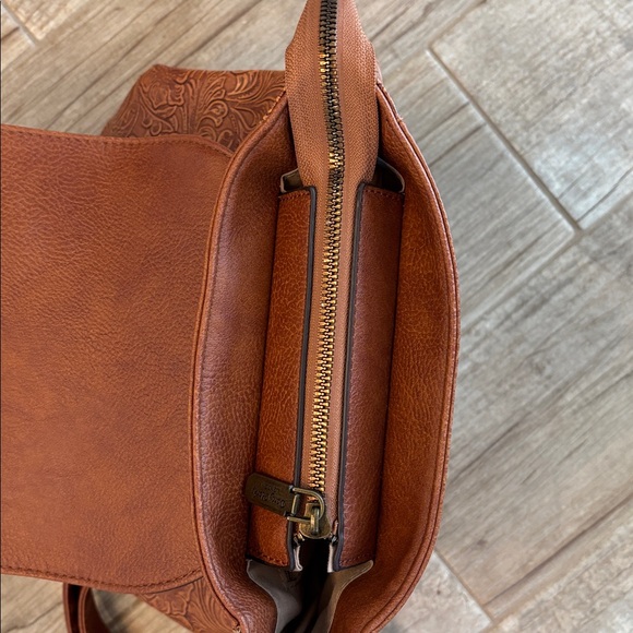 Darcy Marks London Cognac Debossed Vegan Leather Backpack - Picture 5 of 6